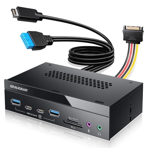 GRAUGEAR 5.25 Inch 10Gbps USB 3.2 PC Front Panel Card Reader with